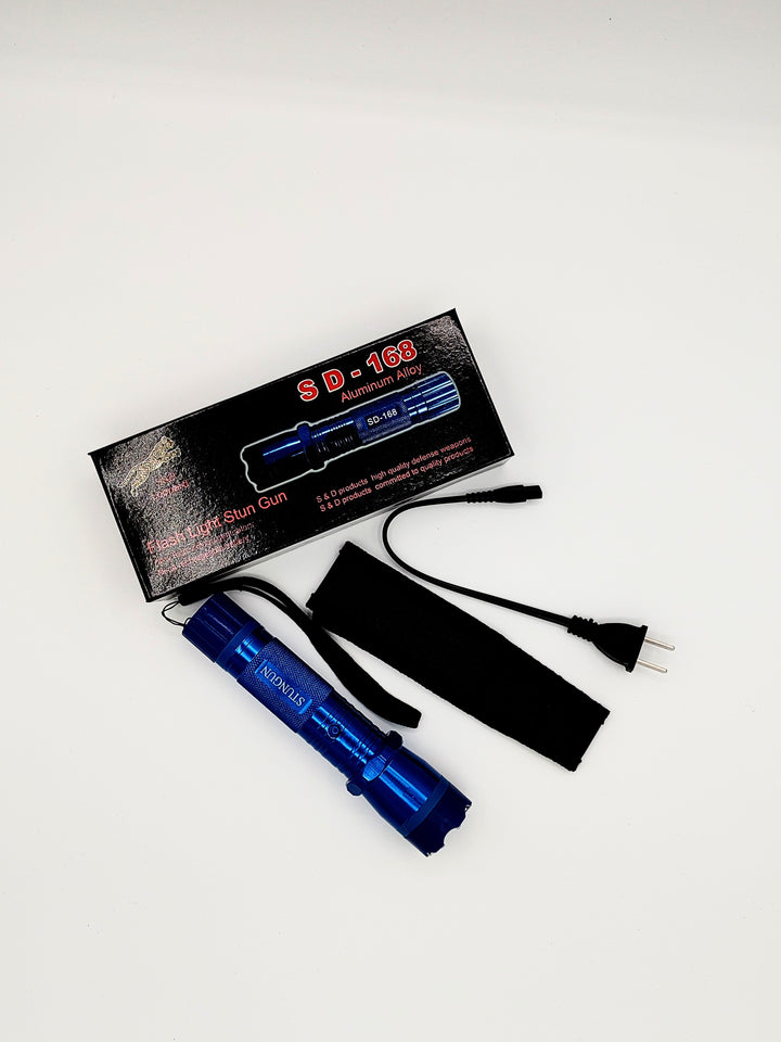 aluminum rechargeable stun gun led flashlight Rechargeable SD-168 Aluminum Alloy Flashlight with LED Flashlight, Rec – Malabar Hat Company