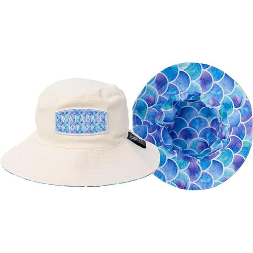 Kids Reversible Bucket Hat with Mermaid Print, for Girls, Packable Fun & Cool Beach UPF 50+ Sun Protection Bucket Hat - Ages 2-13 Years