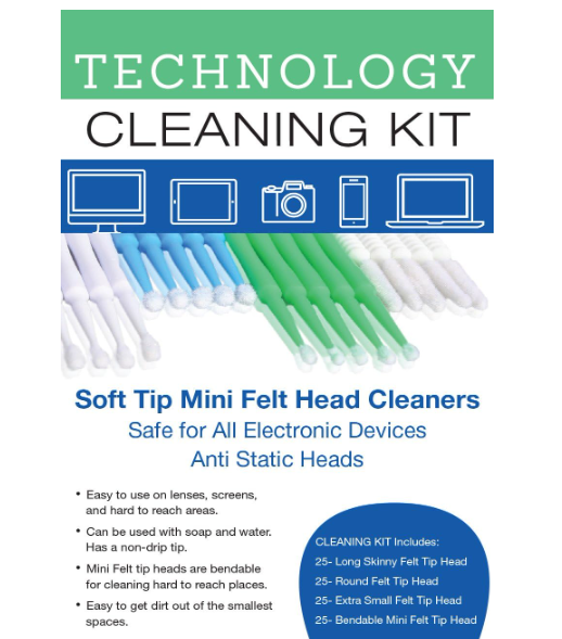 KC Republic Cleaning Brush Kit with Bendable Mini Soft Round Cotton and Felt Tip Brushes, Clean Phone, Tablet, Laptop, or Computer, 4 Different Size Heads, Electronics Cleaner, 150 Pieces