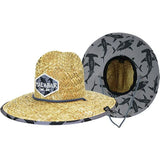 Shark Kids Fabric Pattern Print Straw Children's Sunhat, Boy & Girl, Ages 3+, Lifeguard Hat, Beach, Swim, Cruise, Paddle Board, Boat, Fishing, Fits All, Malabar Hat