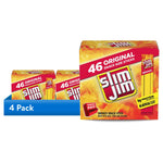 (4 pack) Slim Jim Smoked Meat Sticks, Original Flavor, 6g Protein Per Serving, Snack Size, 0.28 oz. (46 Count)