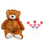 Valentine’s Day Gift – Jumbo 34" Teddy Bear with Heart-Shaped Lollipop Bouquets (8-Count Packs) – Adorable Plush Toy & Sweet Treat Combo