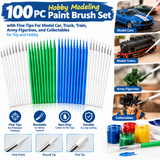 Precision Hobby Painting Brushes, Detail Paint Applicator Brushes for Crafts, Models, Miniatures and DIY Projects, 100 Pieces