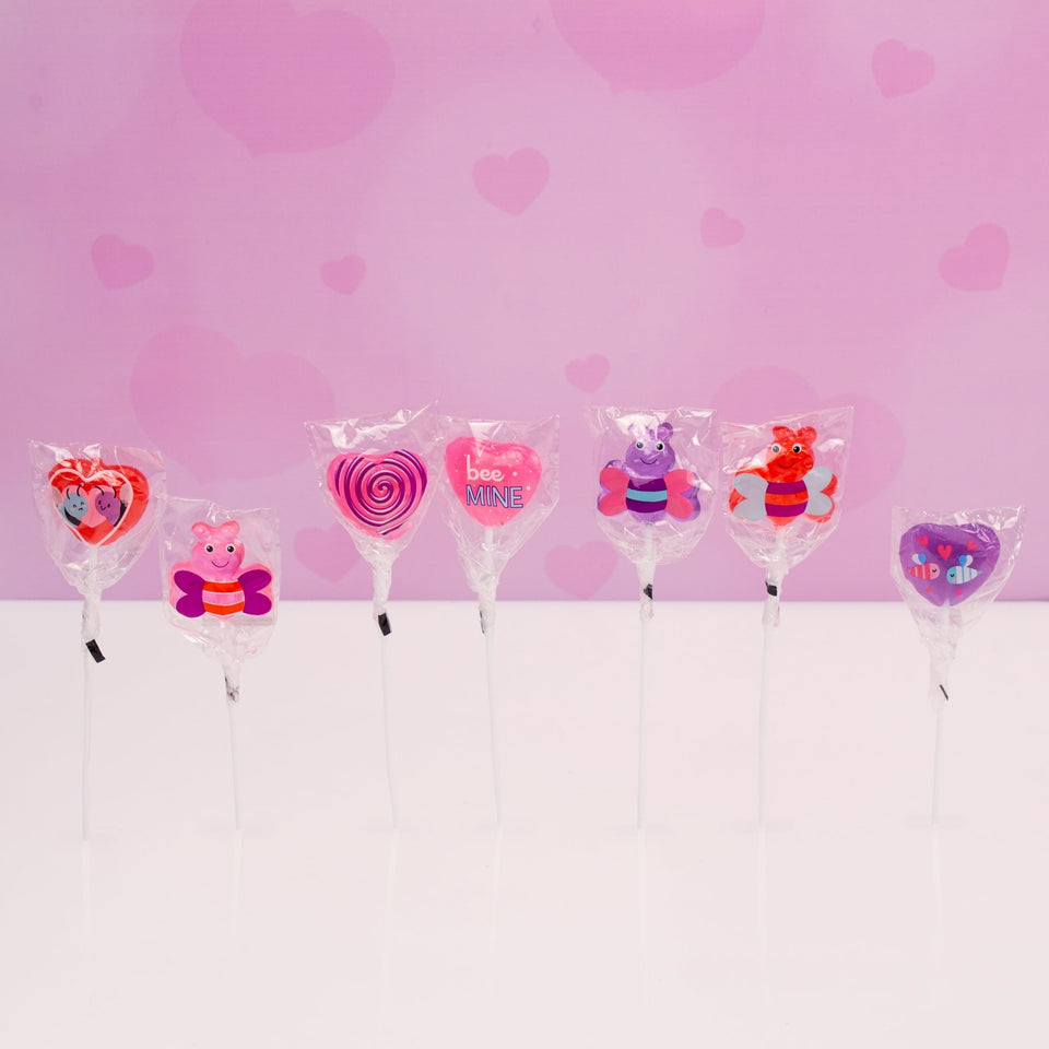 Valentine's Day 25 Lollipop Bouquet With 5 lollipops per bouquet, Fruit Punch, Artificially Flavored, Total 125 Valentine lollipops