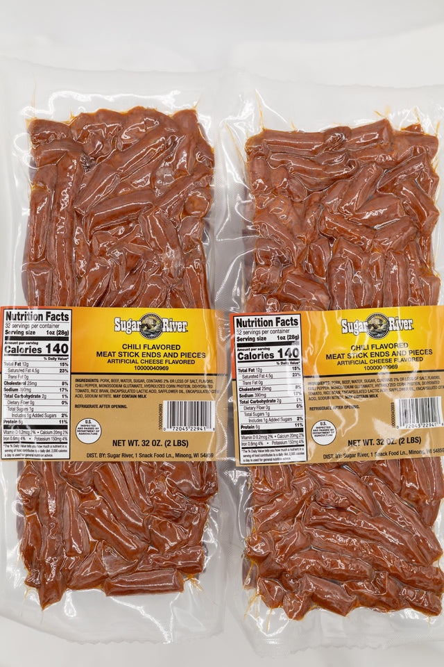Sugar River Chili Beef Stick Ends & Pieces BULK 4 Pounds 2X 2 LBS
