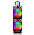 Top Tech Audio Spark-208 Bluetooth Speaker | Dual 8 Inch LED Rechargeable Wireless Portable Speaker Sound System with Microphone and Disco Ball | Includes Handle & Wheels for Easy Transport (Grey)