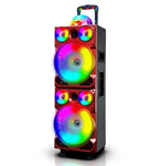 Top Tech Audio Spark-208 Bluetooth Speaker | Dual 8 Inch LED Rechargeable Wireless Portable Speaker Sound System with Microphone and Disco Ball | Includes Handle & Wheels for Easy Transport (Grey)