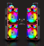 Top Tech Audio Spark-208 Bluetooth Speaker | Dual 8 Inch LED Rechargeable Wireless Portable Speaker Sound System with Microphone and Disco Ball | Includes Handle & Wheels for Easy Transport (Grey)