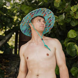 Surfboard Hat Fabric Pattern Print Straw Sunhat Men, Lifeguard Hat, Swim, Paddle Board, Boat, Fishing, Fits All Khaki