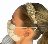 Ear Saver Face Mask Headband Designer with Adjustable Elastic and Felt Backing In Crystal Rhinestones | Save Your ears