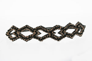 Great Gatsby Headband In Black with Diamond Accent Gatsby Flapper 1920's Rhinestone and Beaded Headband. Adjustable Band to Fit Any Head.