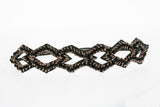 Great Gatsby Headband In Black with Diamond Accent Gatsby Flapper 1920's Rhinestone and Beaded Headband. Adjustable Band to Fit Any Head.