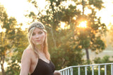 KC Republic Womens Fashion Headband, Beautiful Black Stone Gatsby Flapper 1920's Rhinestone Headband with Ribbon Ties Band