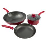 Smart Home 4-Piece Non-Stick Cookware Set in Red