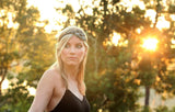 KC Republic Womens Fashion Headband, Beautiful Black Stone Gatsby Flapper 1920's Rhinestone Headband with Ribbon Ties Band