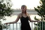 KC Republic Womens Fashion Headband, Beautiful Black Stone Gatsby Flapper 1920's Rhinestone Headband with Ribbon Ties Band