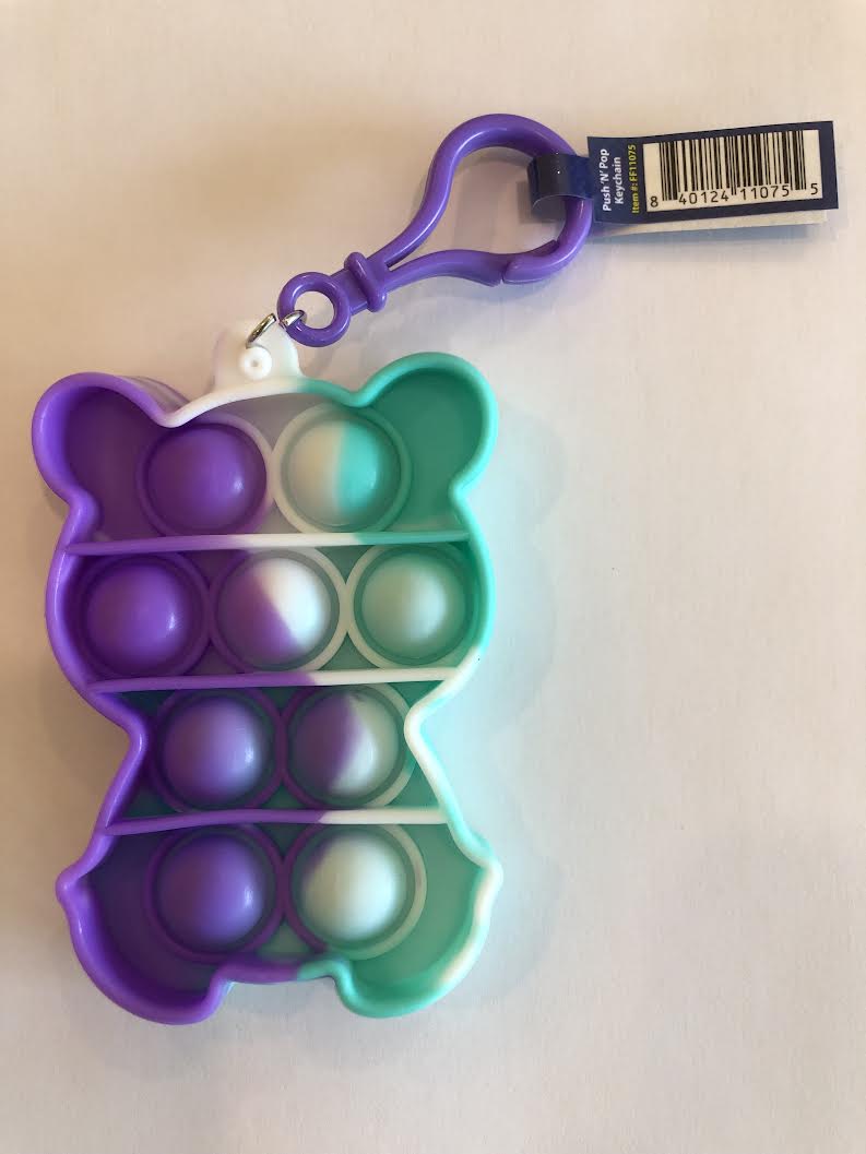Push ‘N’ Pop Bubble Popper Fidget Toy, Stress Reducing Keychain, Green/Purple Color, Pack of 1