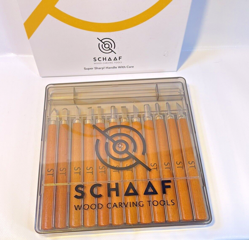 Schaaf Large 12 Piece Wood Carving Set New in Plastic Box
