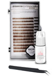 Eyebrow Extensions Kit with 1 x Trays of Mink Eyebrows in Brown Comes on Mixed Length Trays 5-8 Mm Mix, Eyebrow Extension Glue Clear & Extension Tweezers by Kc Republic (Brown, Black Tweezer)