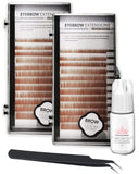 Eyebrow Extensions Kit with 2 Trays of Mink Eyebrows in Blonde / Light Brown, Eyebrow Extension Glue Clear & Extension Tweezers, Comes on Mixed Length Trays 5-8 Mm Mix by Kc Republic (Light Brown 2Pack, Black Tweezer)