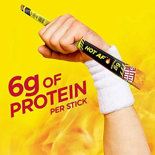 Slim Jim Giant Smoked Meat Sticks, Hot AF Flavor, 6g Protein Per Stick, 24 Count