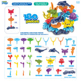 KC Republic Ocean Reef Building Toy Set for Kids and Toddlers Age 3, 4, 5, 6 Year Old Girls  and Boys Stacking Building Toy STEM (180 pcs)