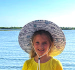 Seashell Waves Fabric Pattern Print Straw Children's Sunhat, Boy & Girl, Ages 3+, Lifeguard Hat, Beach, Swim, Cruise, Paddle Board, Boat, Fishing, Fits All, Malabar Hat