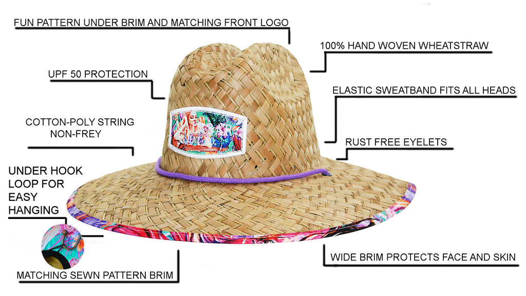 Mermaids Fabric Pattern Print Straw Sunhat Men & Women, Lifeguard Hat, –  Malabar Hat Company