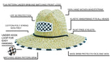 Checkerboard Men's Sun Hat Straw Hat For Beach, Boating, Fishing, Walking, or Hanging By The Pool