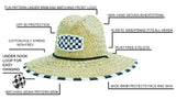 Checkerboard Men's Sun Hat Straw Hat For Beach, Boating, Fishing, Walking, or Hanging By The Pool