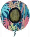 Palm Tree Fabric Pattern Print Straw Sunhat Men & Women, Lifeguard Hat, Beach, Swim, Cruise, Paddle Board, Boat, Fishing, Fits All, Malabar Hat