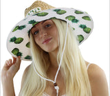 Pineapple Fabric Pattern Print Straw Sunhat Men & Women, Lifeguard Hat, Beach, Swim, Cruise, Paddle Board, Boat, Fishing, Fits All, Malabar Hat