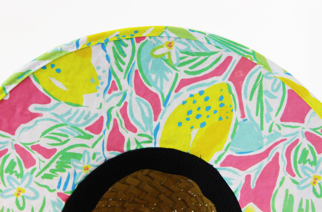 Lemon Fabric Pattern Print Straw Sunhat Men & Women, Lifeguard Hat, Be –  Malabar Hat Company