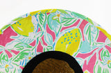 Lemon Fabric Pattern Print Straw Sunhat Men & Women, Lifeguard Hat, Beach, Swim, Cruise, Paddle Board, Boat, Fishing, Fits All, Malabar Hat