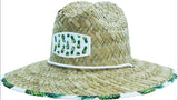 Pineapple Fabric Pattern Print Straw Sunhat Men & Women, Lifeguard Hat, Beach, Swim, Cruise, Paddle Board, Boat, Fishing, Fits All, Malabar Hat