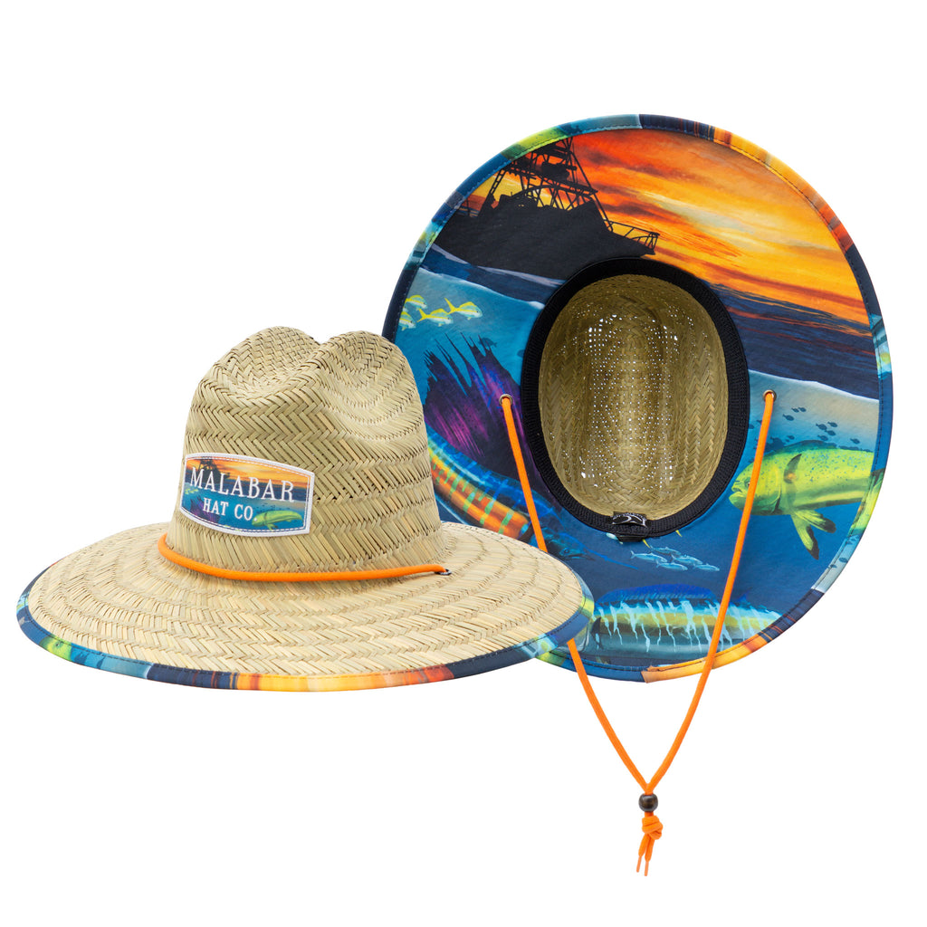 Boating Fish Fabric Pattern Print Straw Sunhat Men & Women, Lifeguard –  Malabar Hat Company