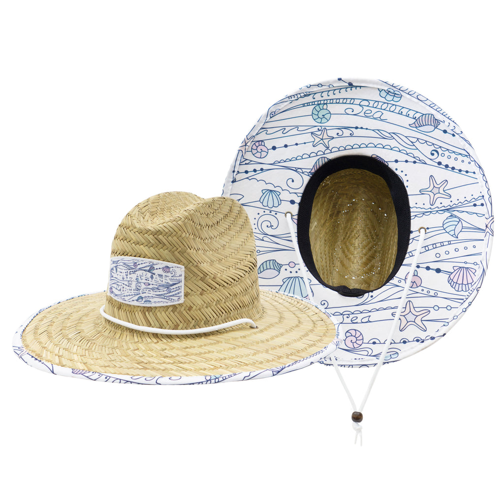 Seashell Waves Fabric Pattern Print Straw Children's Sunhat, Boy & Gir –  Malabar Hat Company