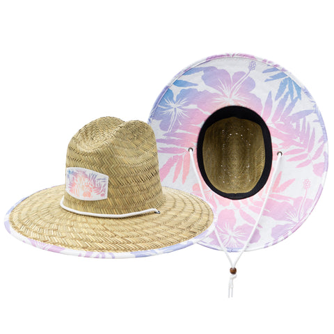 Hibiscus Sun Hat Straw Hat For Beach, Boating, Fishing, Walking, or Hanging By The Pool