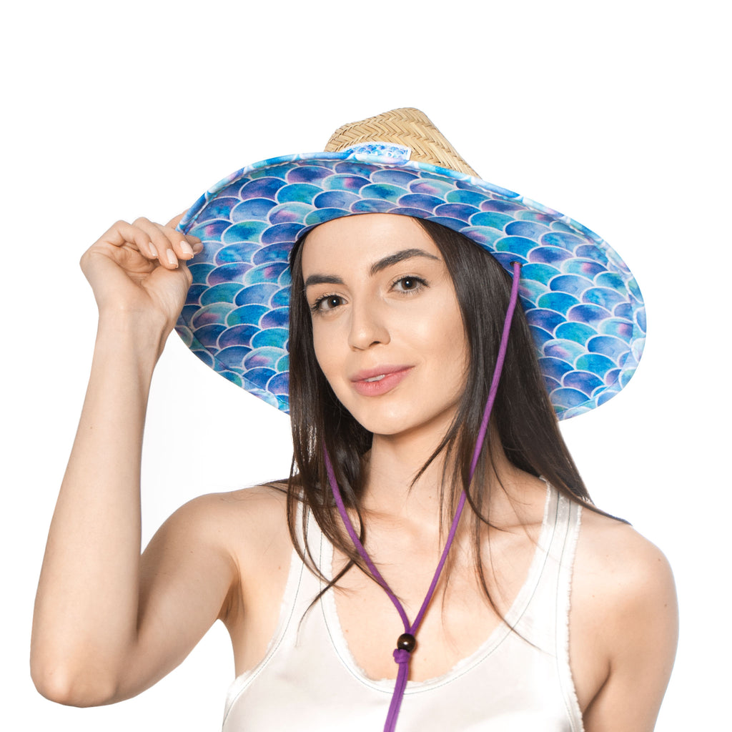 Mermaid Scales Woman Sun Hat Straw Hat For Beach, Boating, Fishing